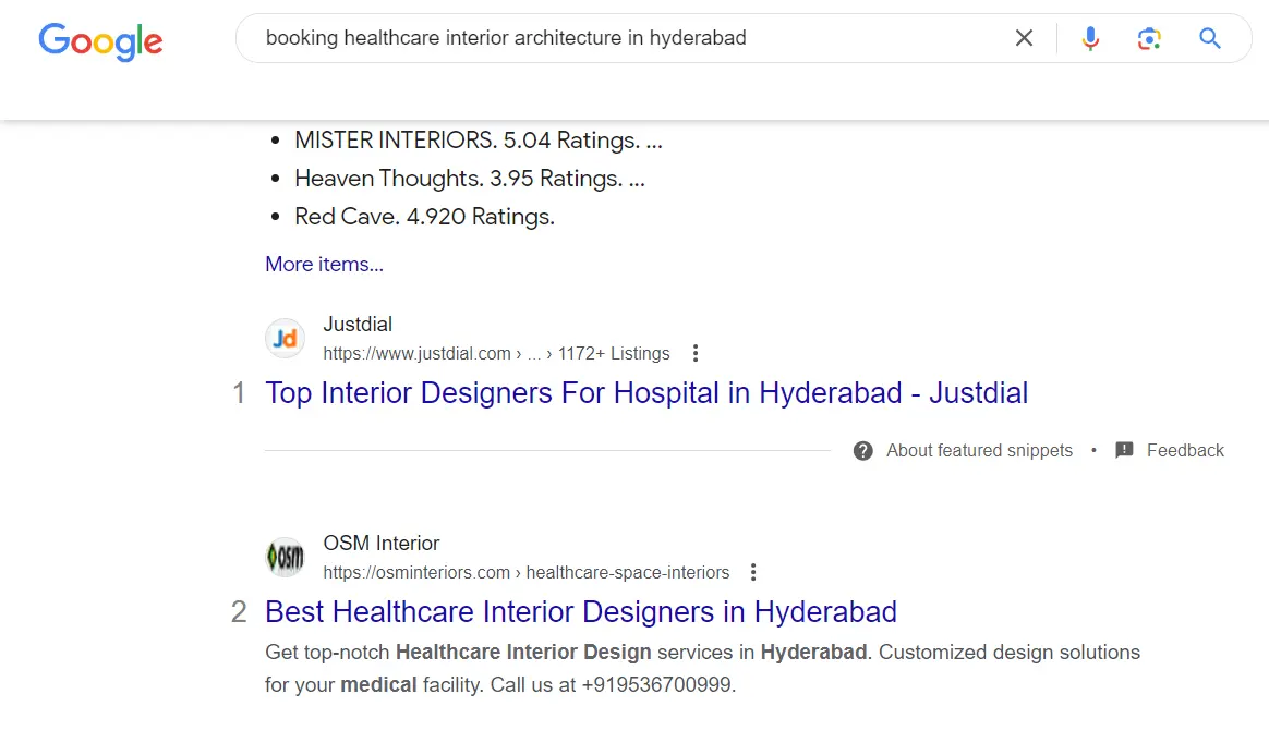 Booking Healthcare Interior Architecture In Hyderabad